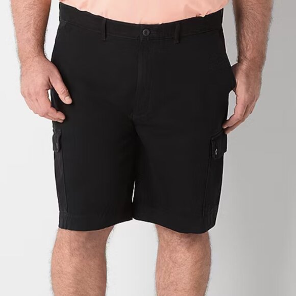 St. John's Bay Comfort Waist Mens Big & Tall Stretch Fabric Cargo Short Black 54 - Picture 1 of 3